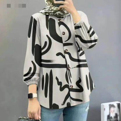 Women's Floral Puff Sleeve Casual Shirt