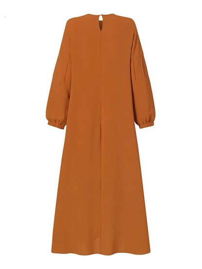 Women's Long-sleeved Solid Color Loose Abaya Dress