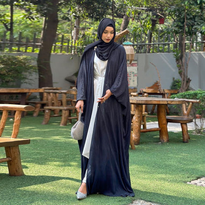 Women's Ruffled Chiffon Robe Open Abaya