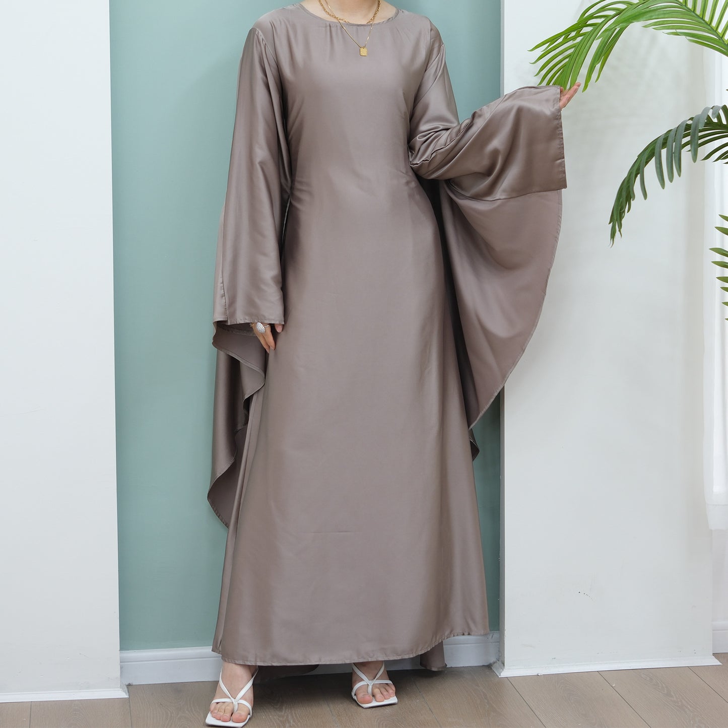 Women's Stretch Satin Modest Dress