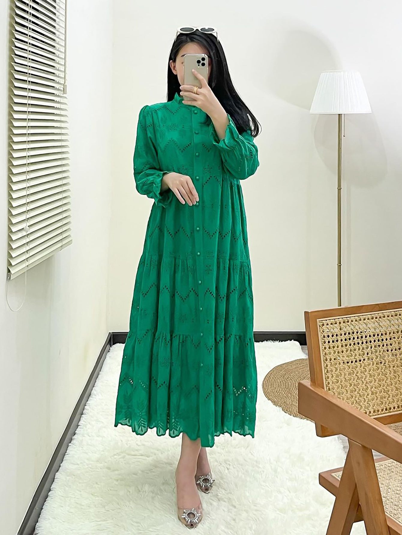 Women's Plain Embroidered Lace Dress