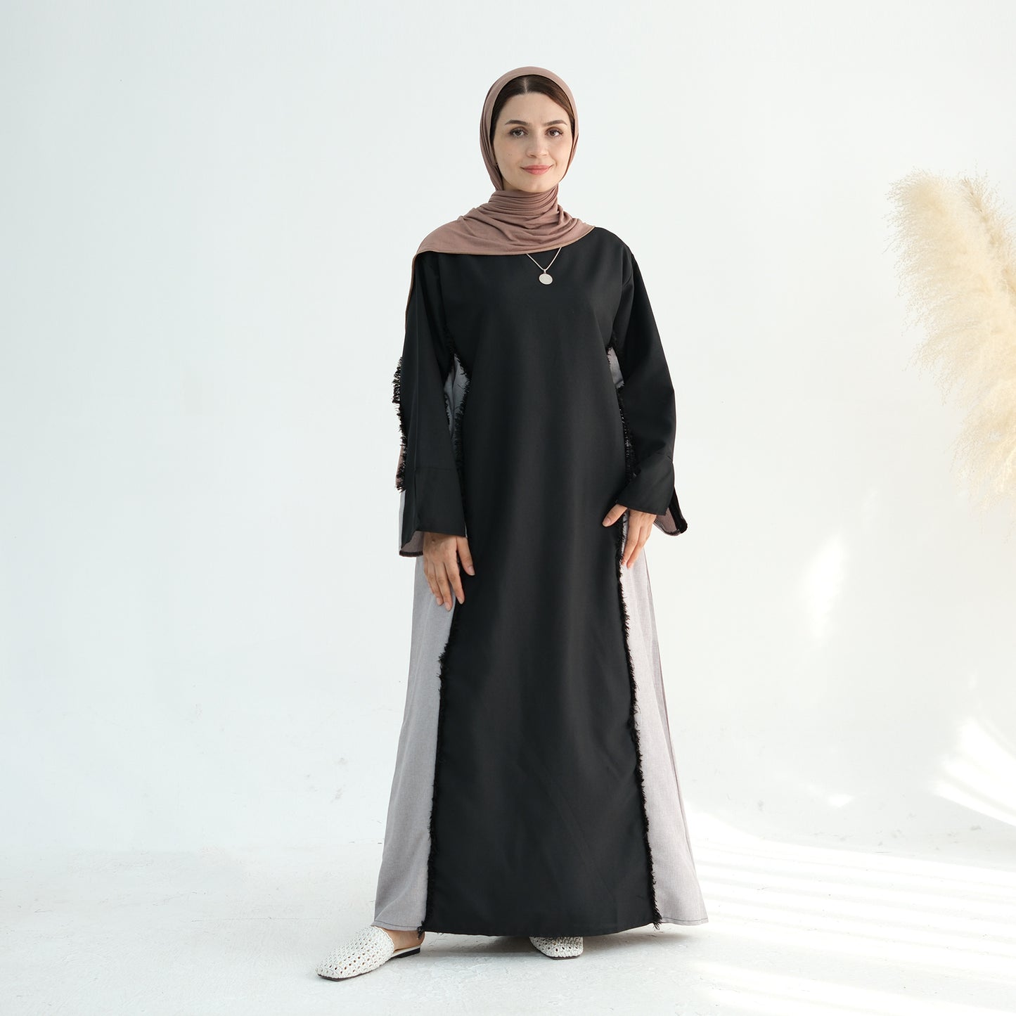 Stylish Petite Open Front Abaya Robe