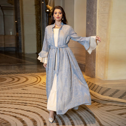Women's Ruffle Sleeve New Abaya Dress Two Piece Sets