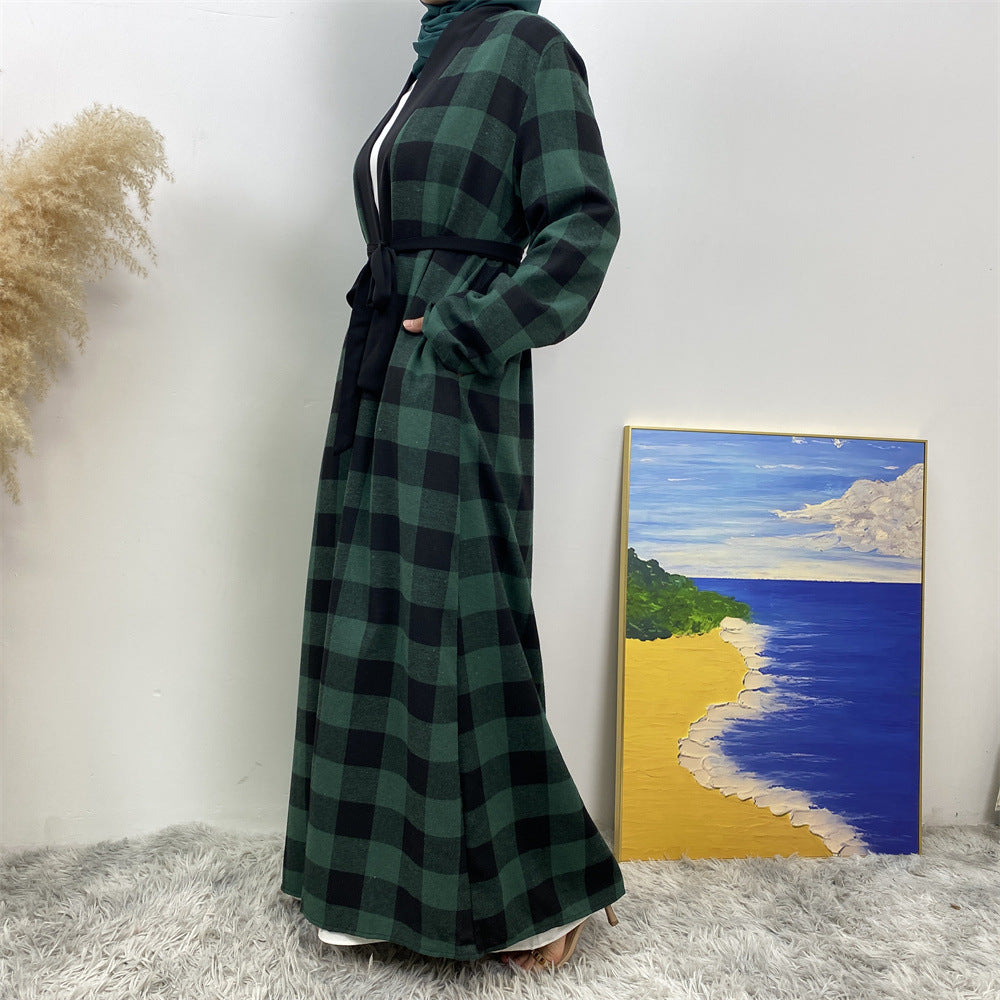 Modest Slim Plaid Robe