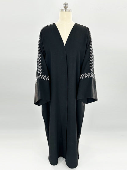 Embroidered Batwing Sleeves Elegant Robe