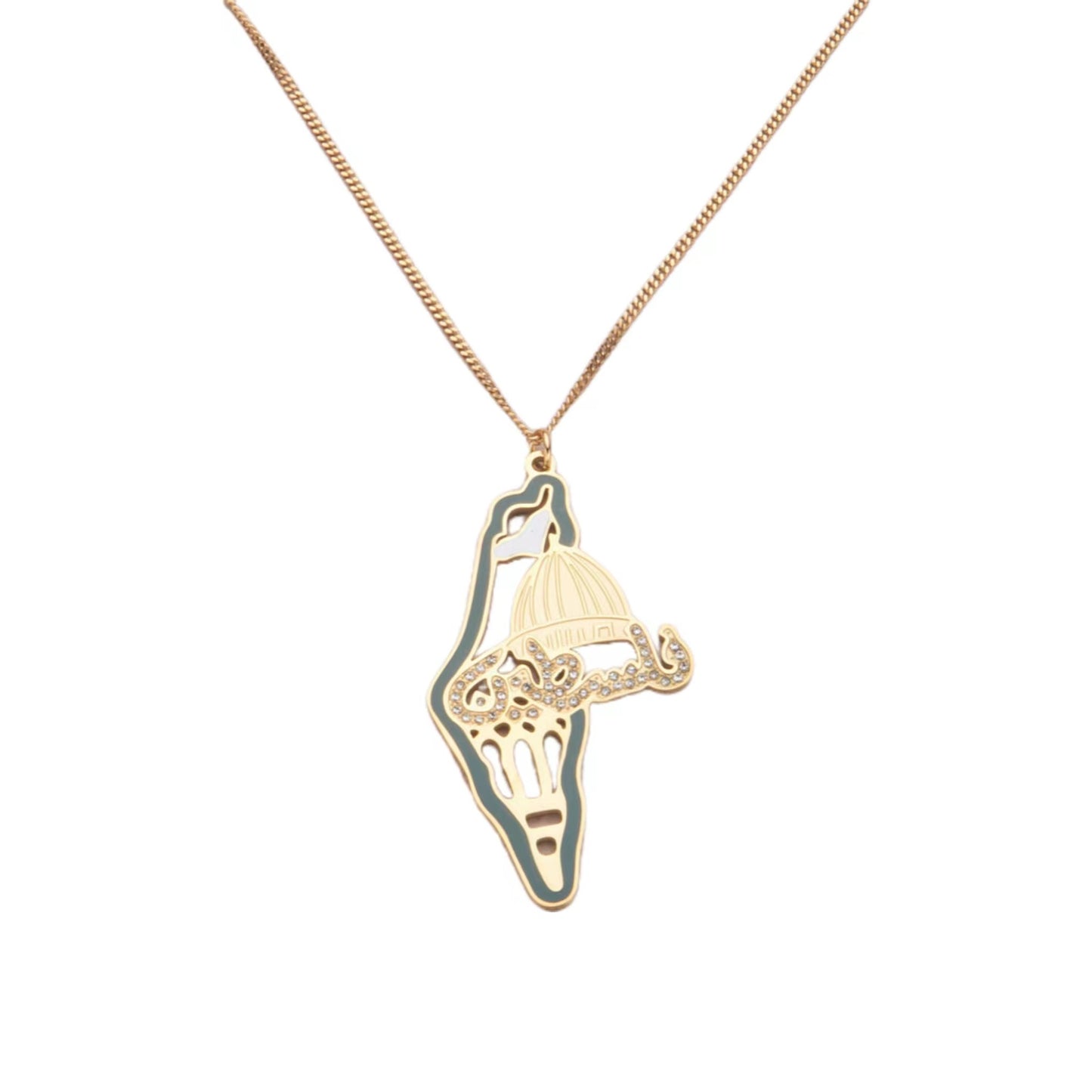 Palestine Map Mosque Pendant Necklace Jewelry