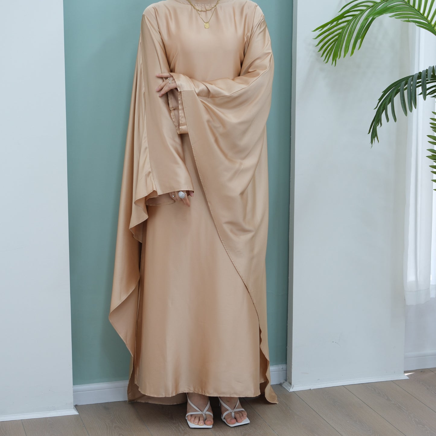 Women's Stretch Satin Modest Dress