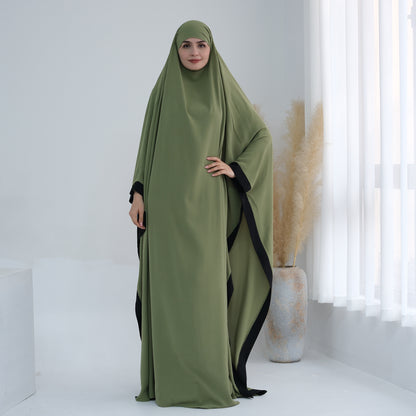 Women's Color-block Trimmed Modest Hijab Dress