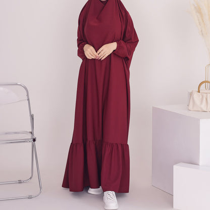 Robe de couleur unie pour femmes avec foulard