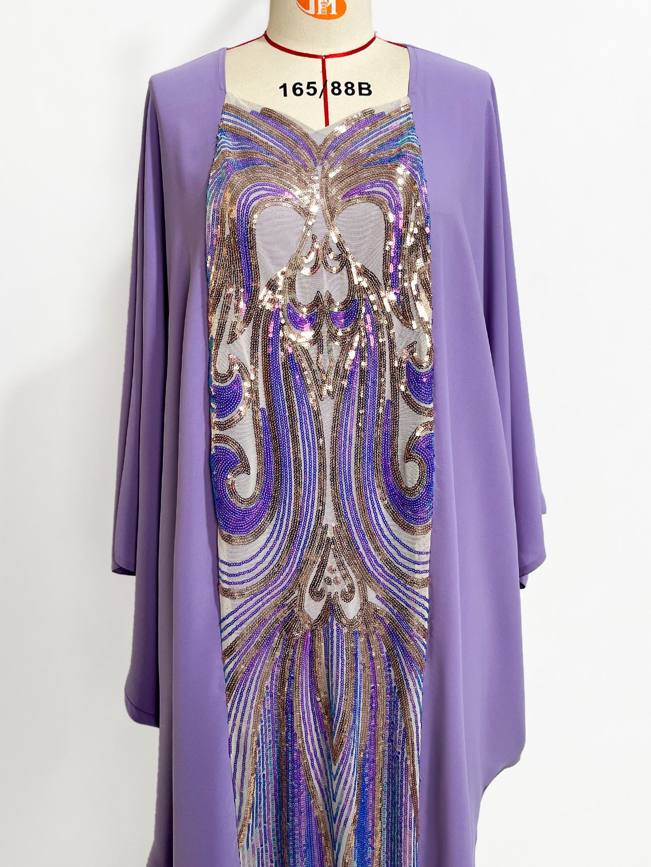 Sequin embroidered Cape Bat-shirt Abaya Party Dress