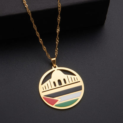 Al-Aqsa Mosque and Palestine Pendant Necklace