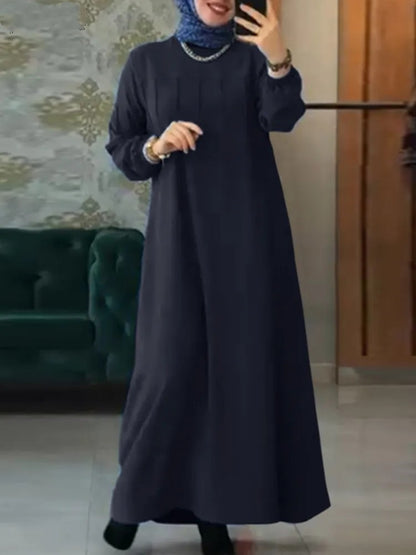 Women's Long-sleeved Solid Color Loose Abaya Dress