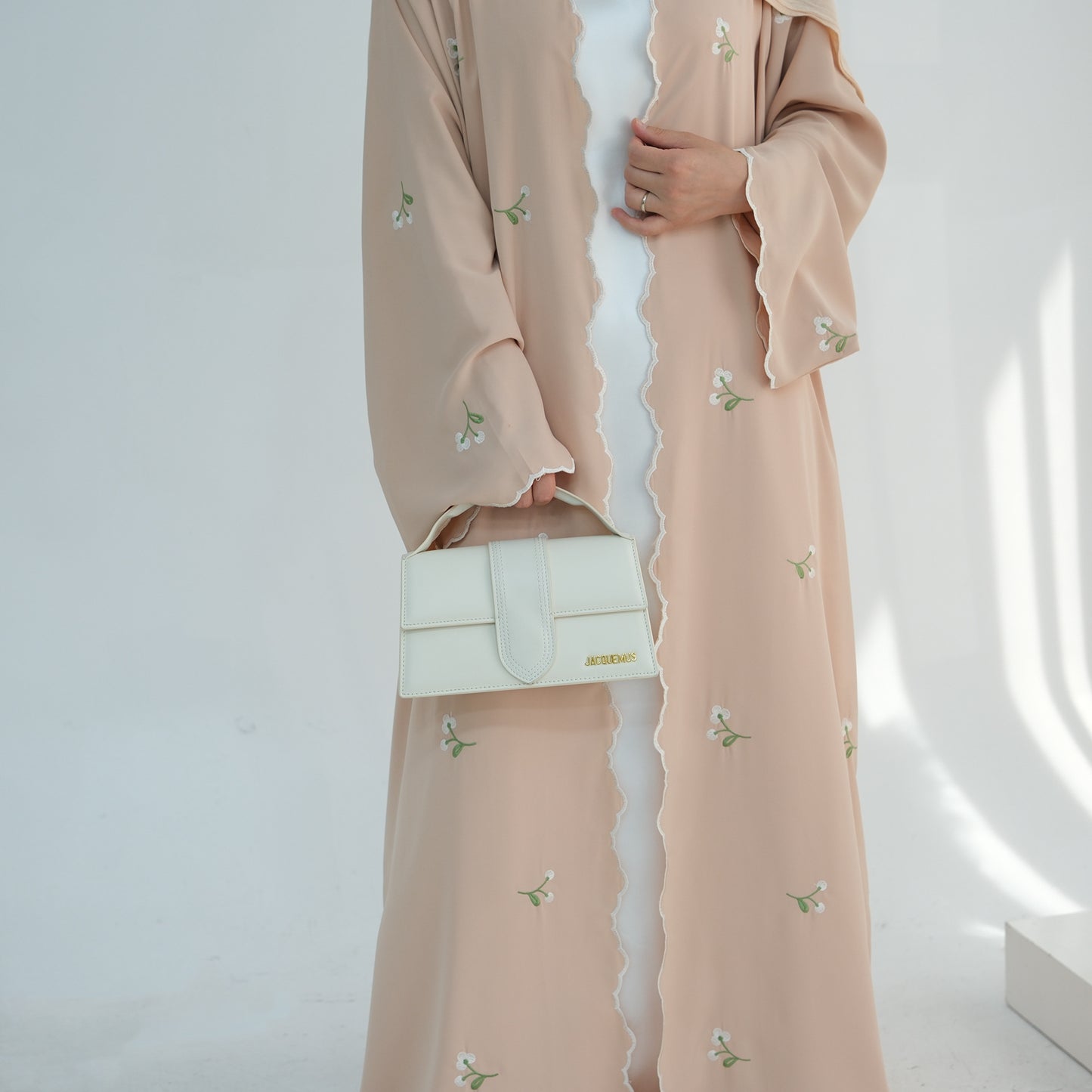 Floral Embroidery Elegant Lace Open Abaya