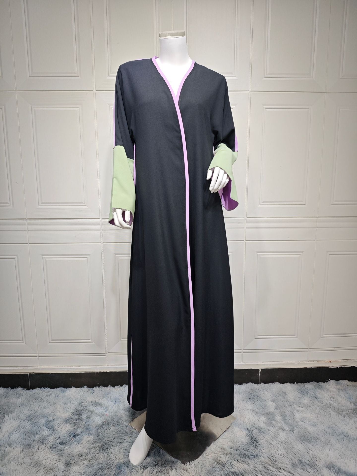 Modest Patchwork Elegant Open Abaya Robe