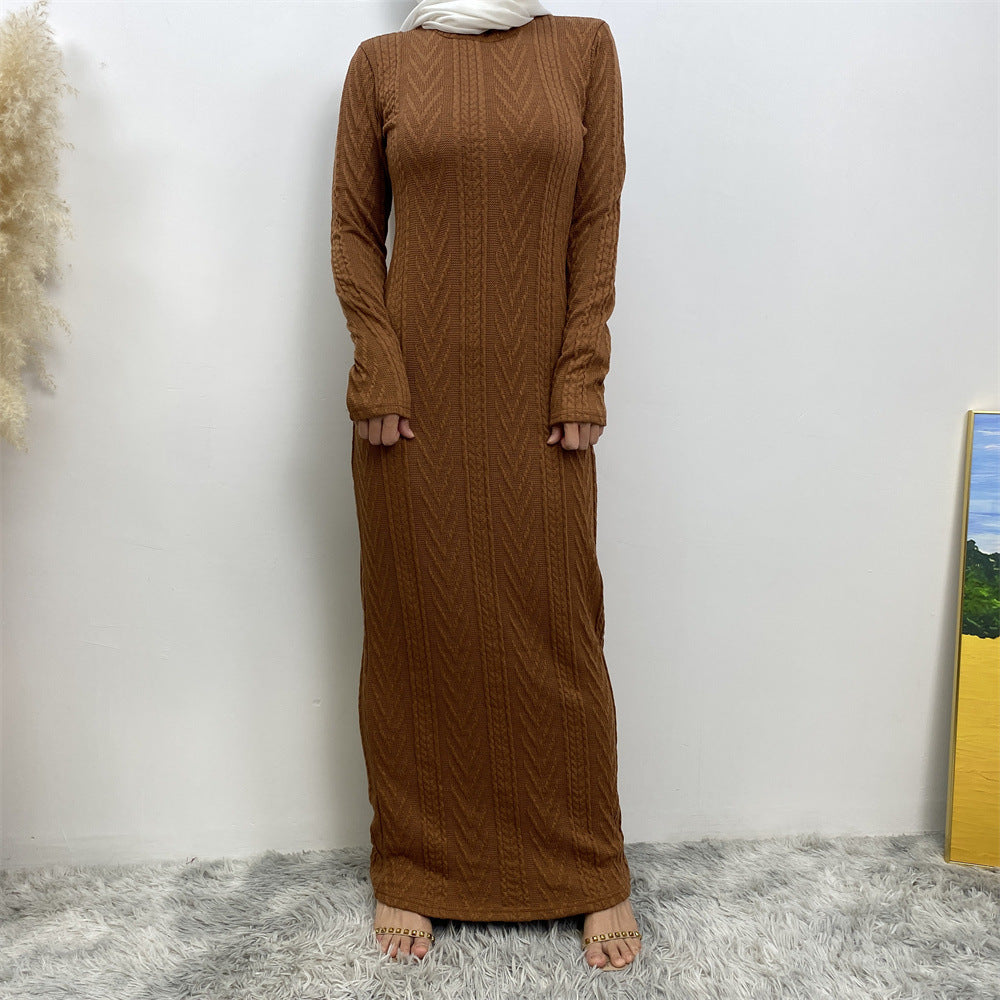 Solid Color Long-sleeved Sweater Base Dress