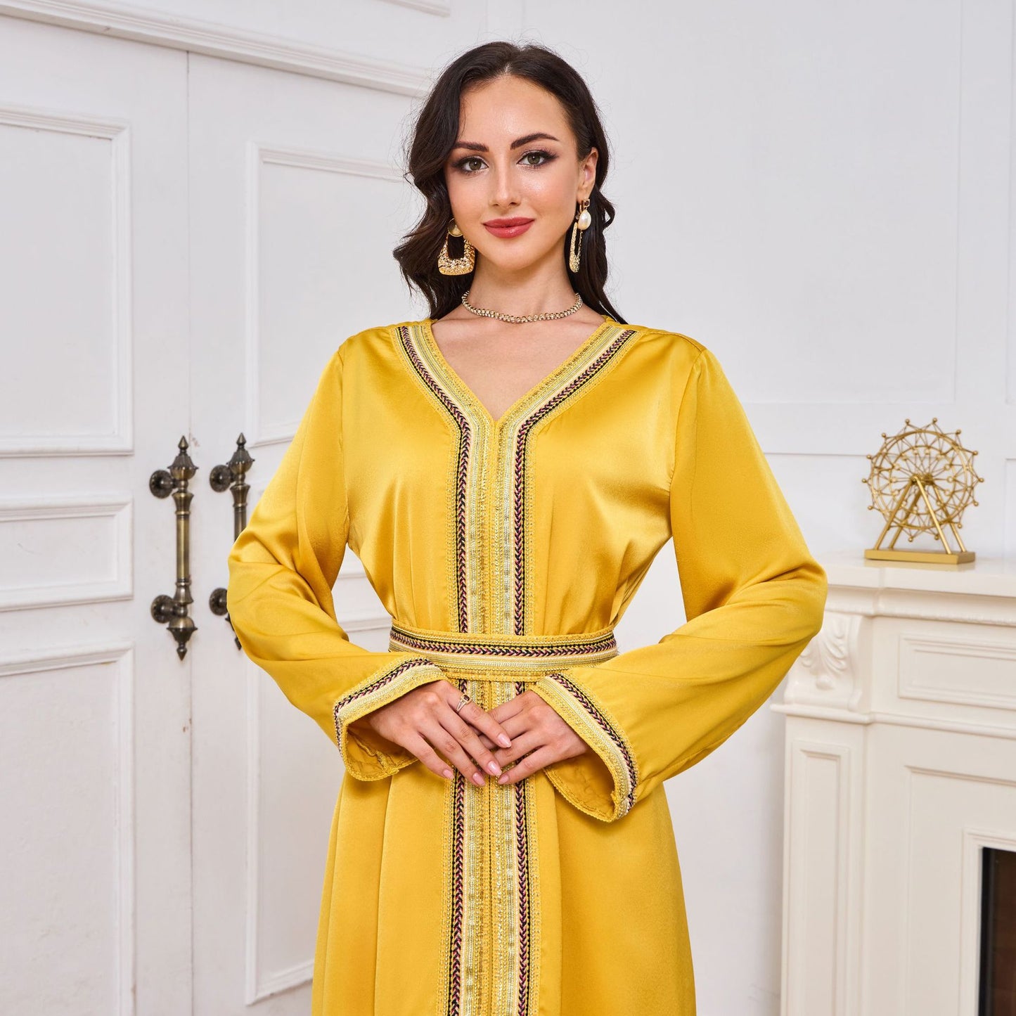 Robe de soirée jaune musulmane