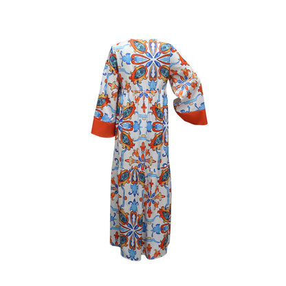 Women's Printed Long-sleeved Dress