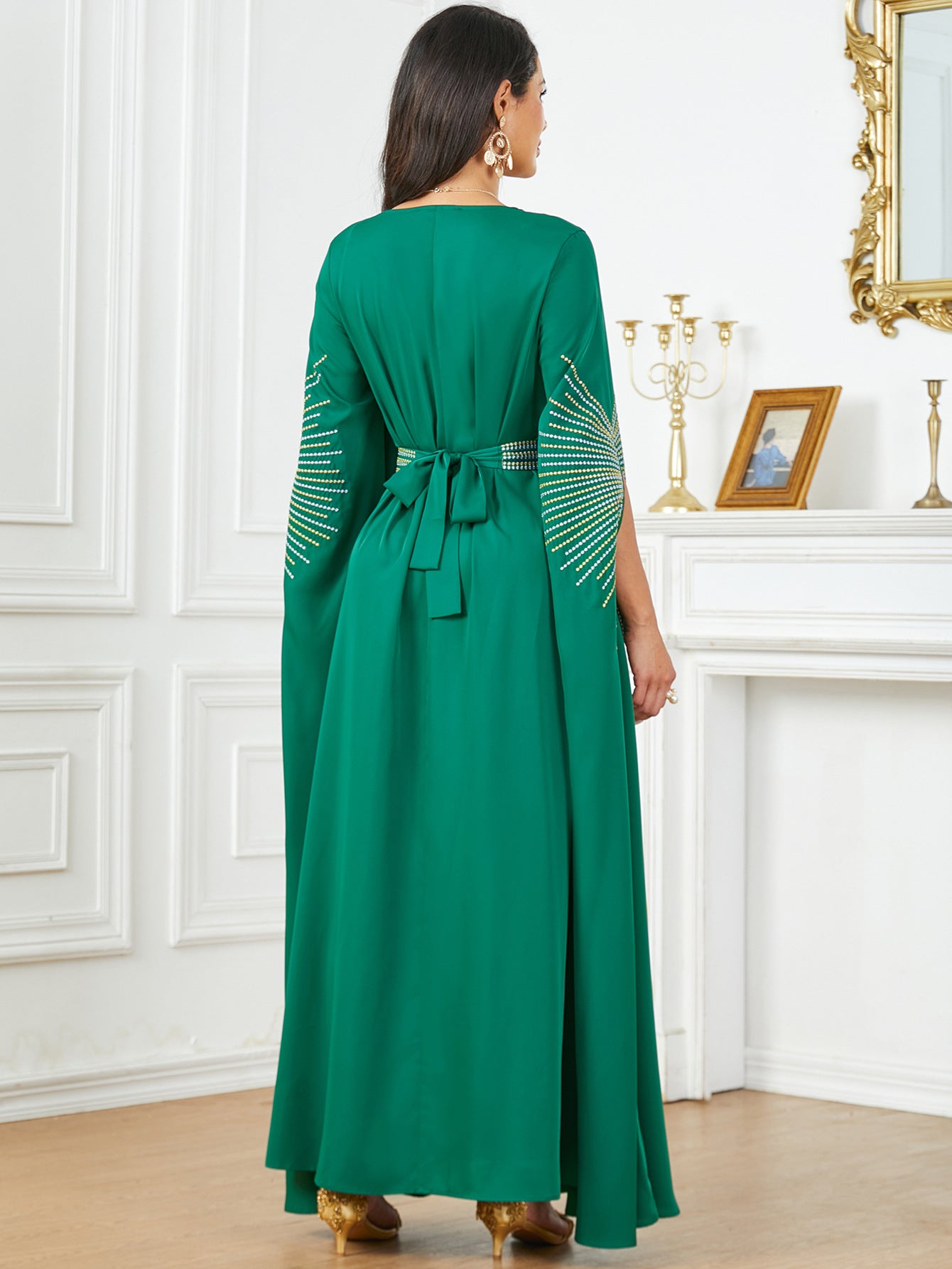 Women's Embroidered Extra-long Sleeve Party Dress