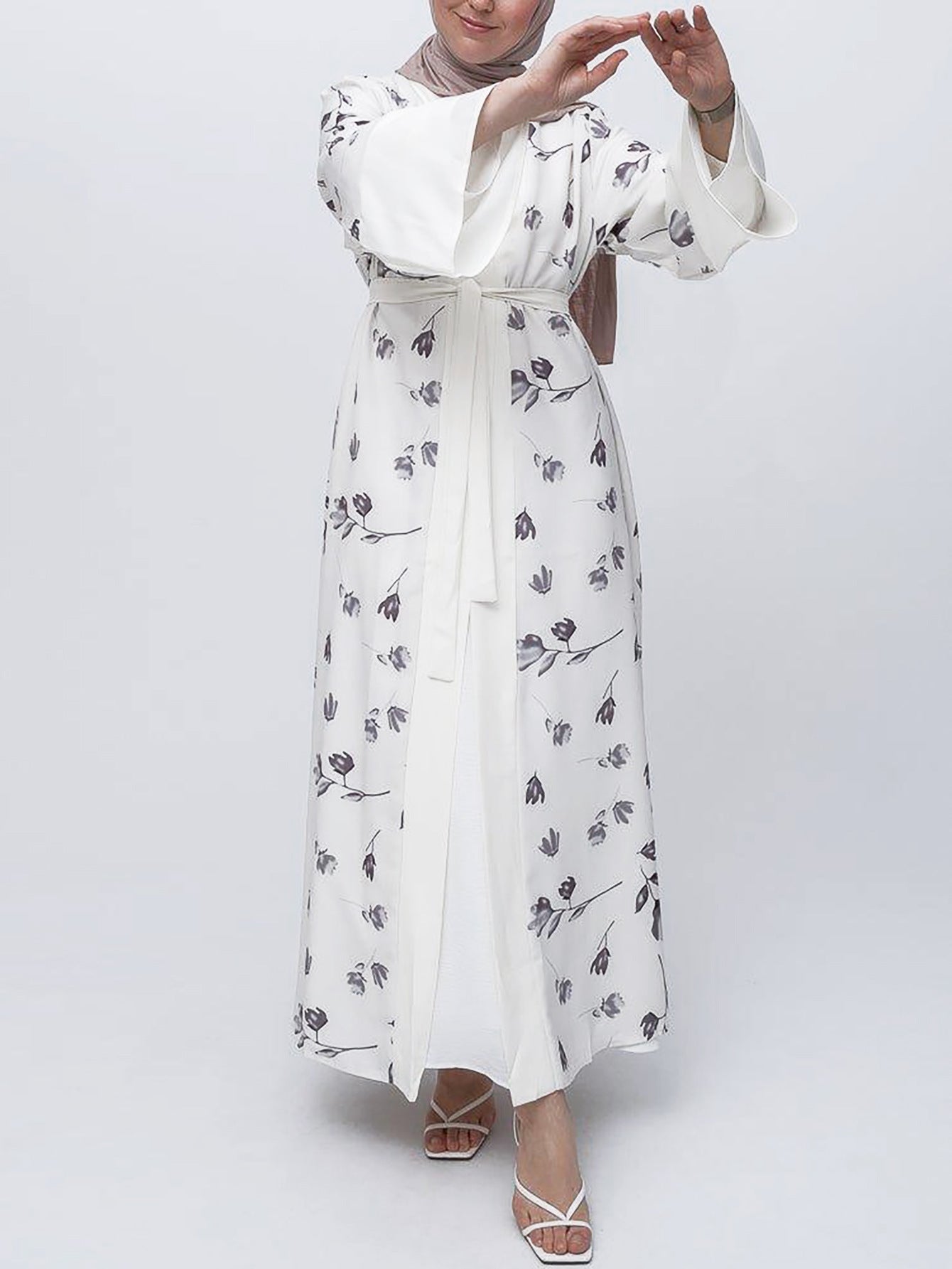 Women's Floral Flare Sleeves Printed Robe