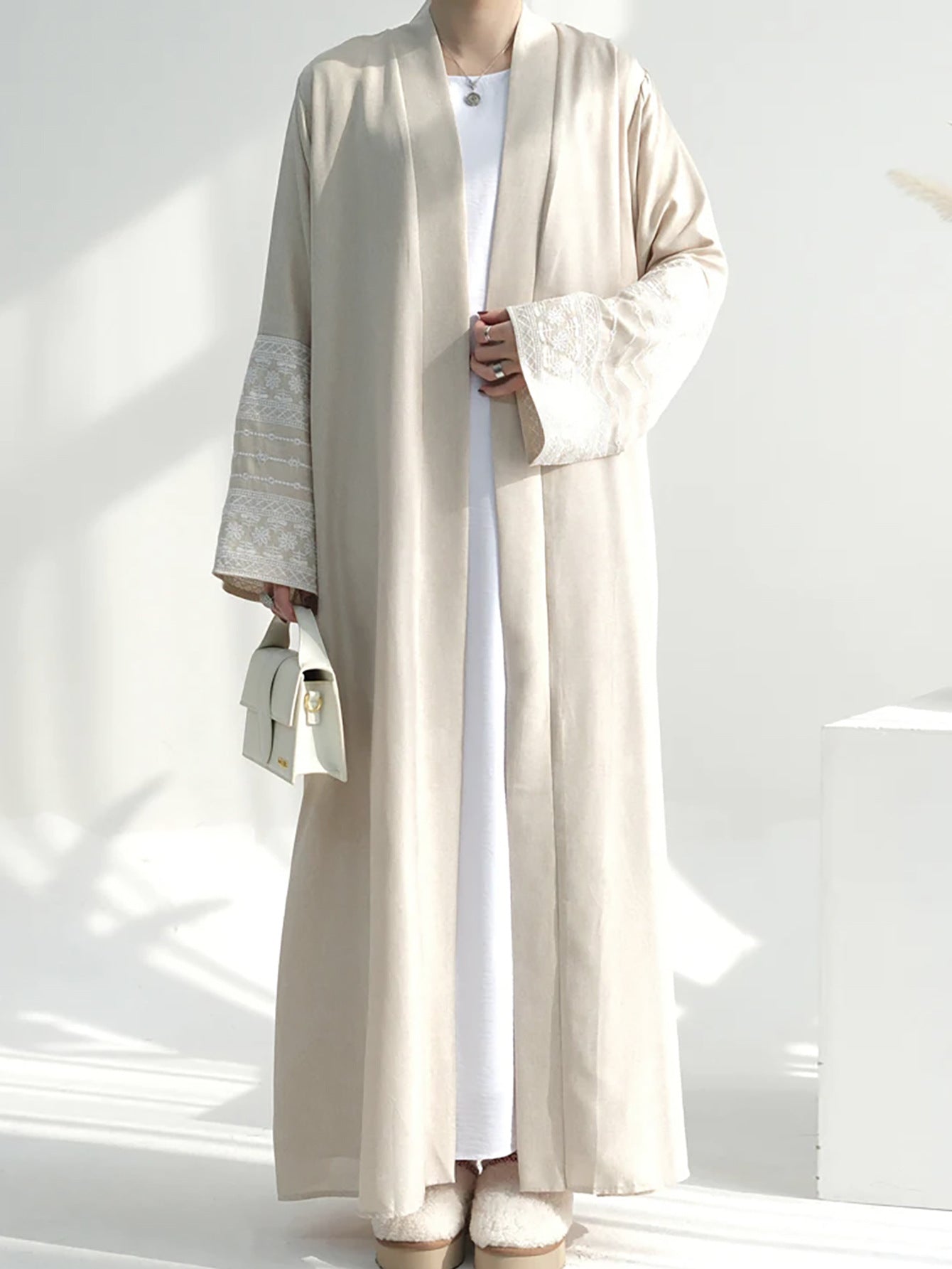 Women's Embroidered Elegant Cardigan Gown