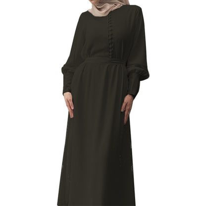 Women‘s Plain Elegant Double-layer Abaya Dress
