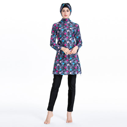 Women's Printed Three-piece Swimsuit Burkini