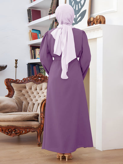 Muslim Beaded Purple Evening Dress