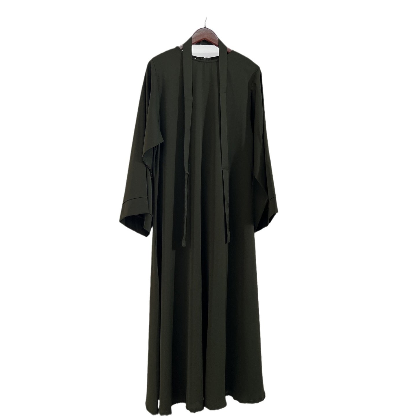 Round Neck Loose Patchwork Solid Color Robe