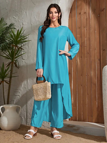 Arabian Loose Casual Straight Leg Pants Two Piece Set