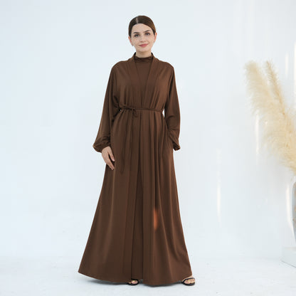 Women's Solid Color Abaya Two-piece Suit