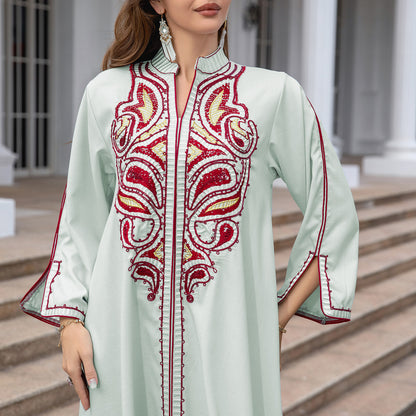 Women's Long-sleeved Embroidered Dress