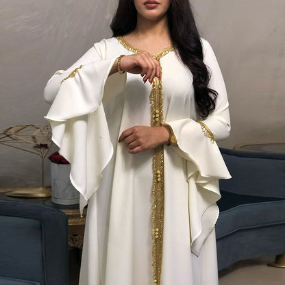 Women's Ruffle Sleeve Embroidered Jalabiya Dress