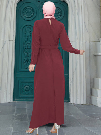 Beaded Pleated Slim Fit Abaya Dress