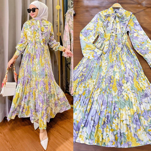 Robe imprimée à volants pour femme