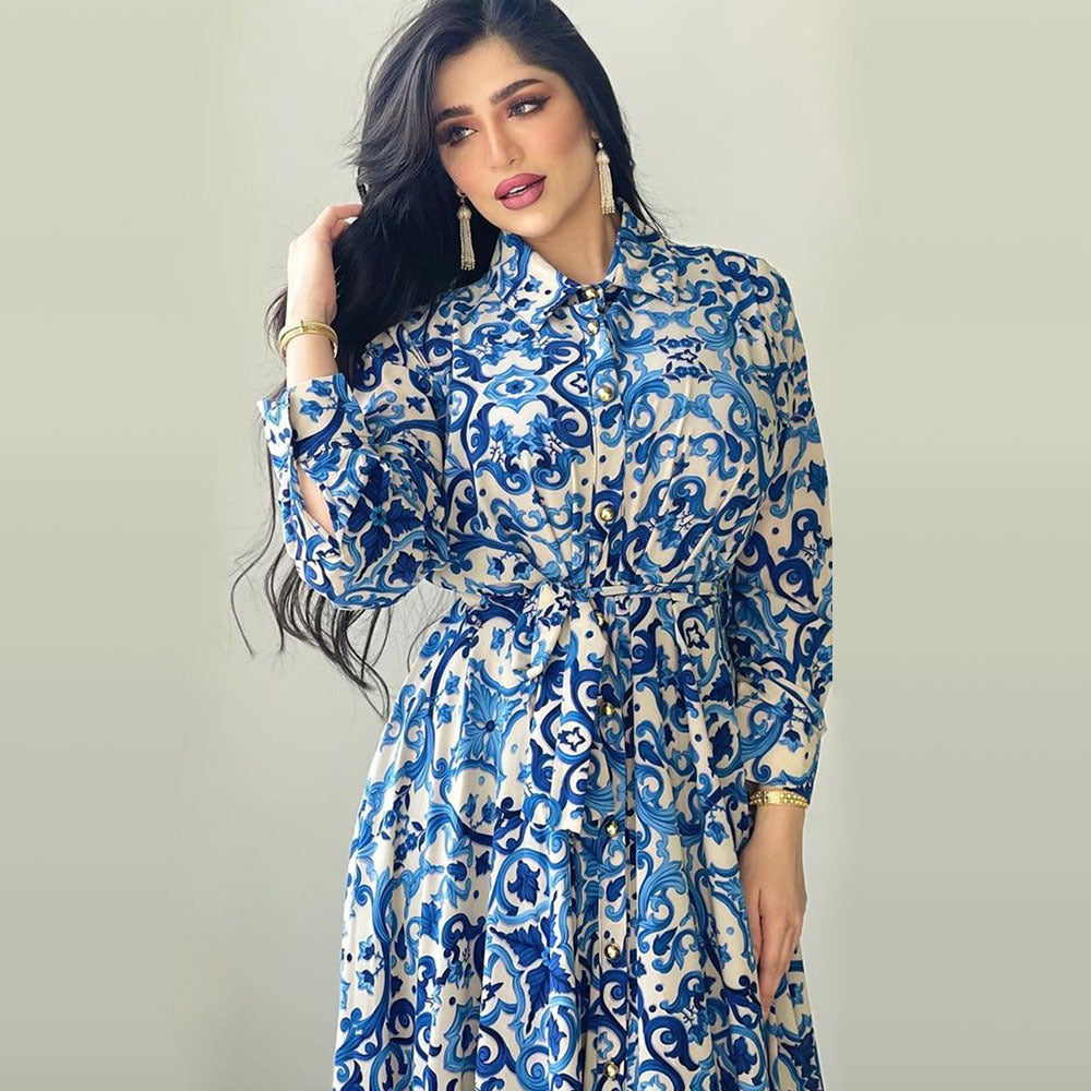 Women's Printed Oversized Shirt Dress