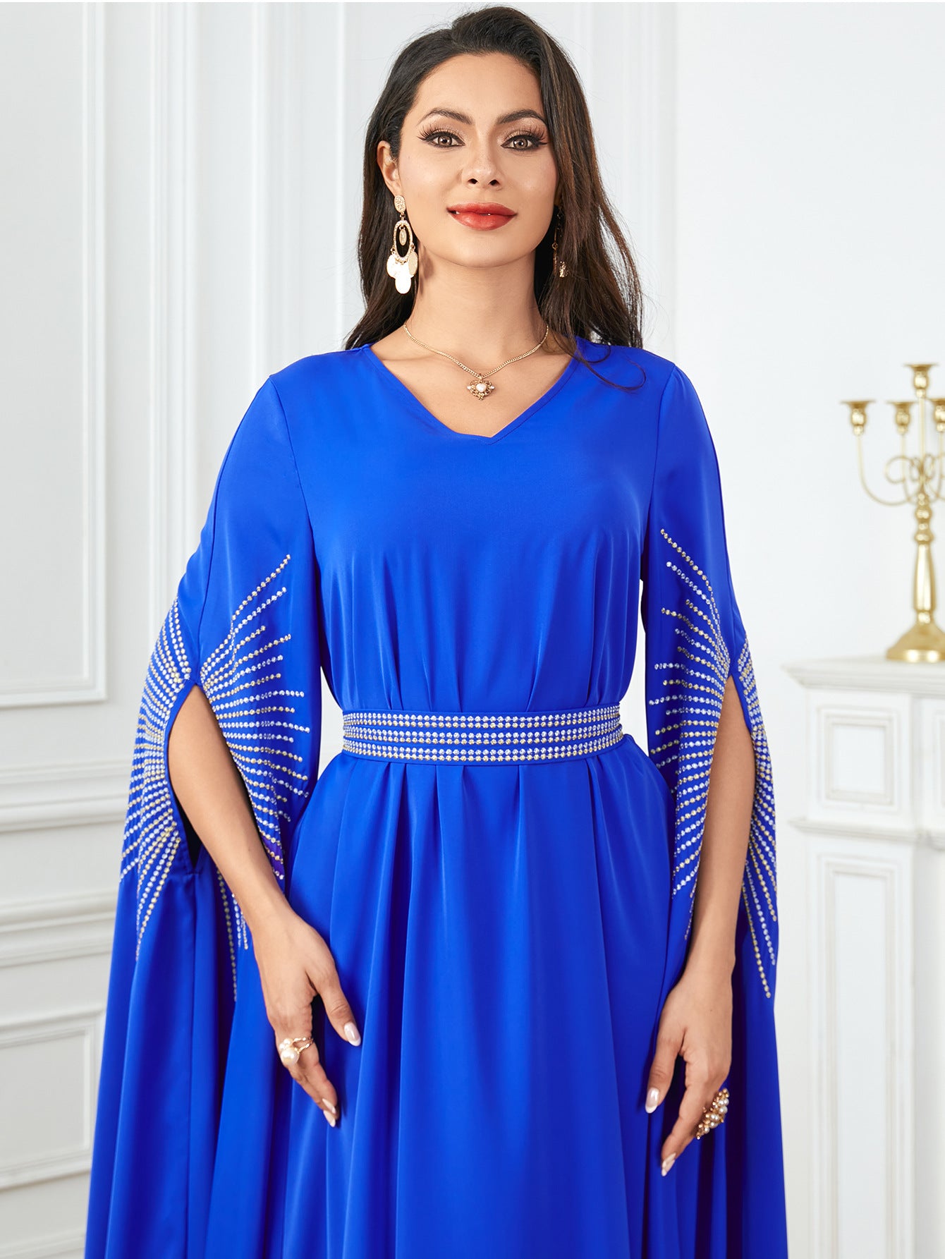 Women's Embroidered Extra-long Sleeve Party Dress