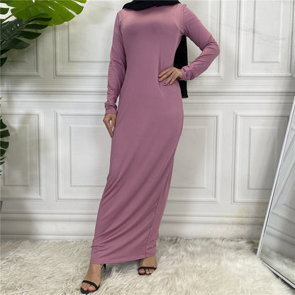 Women's Solid Color Long-sleeved Dress