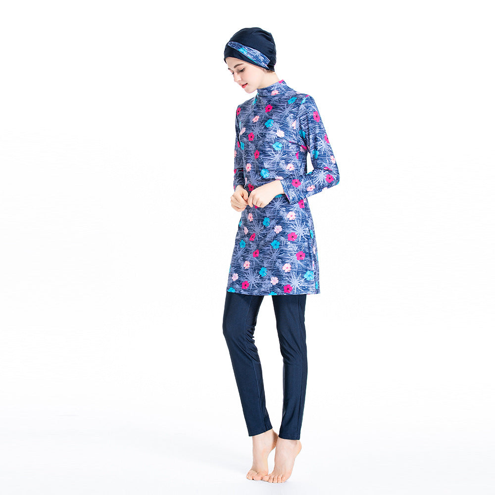 Women's Printed Three-piece Swimsuit Burkini