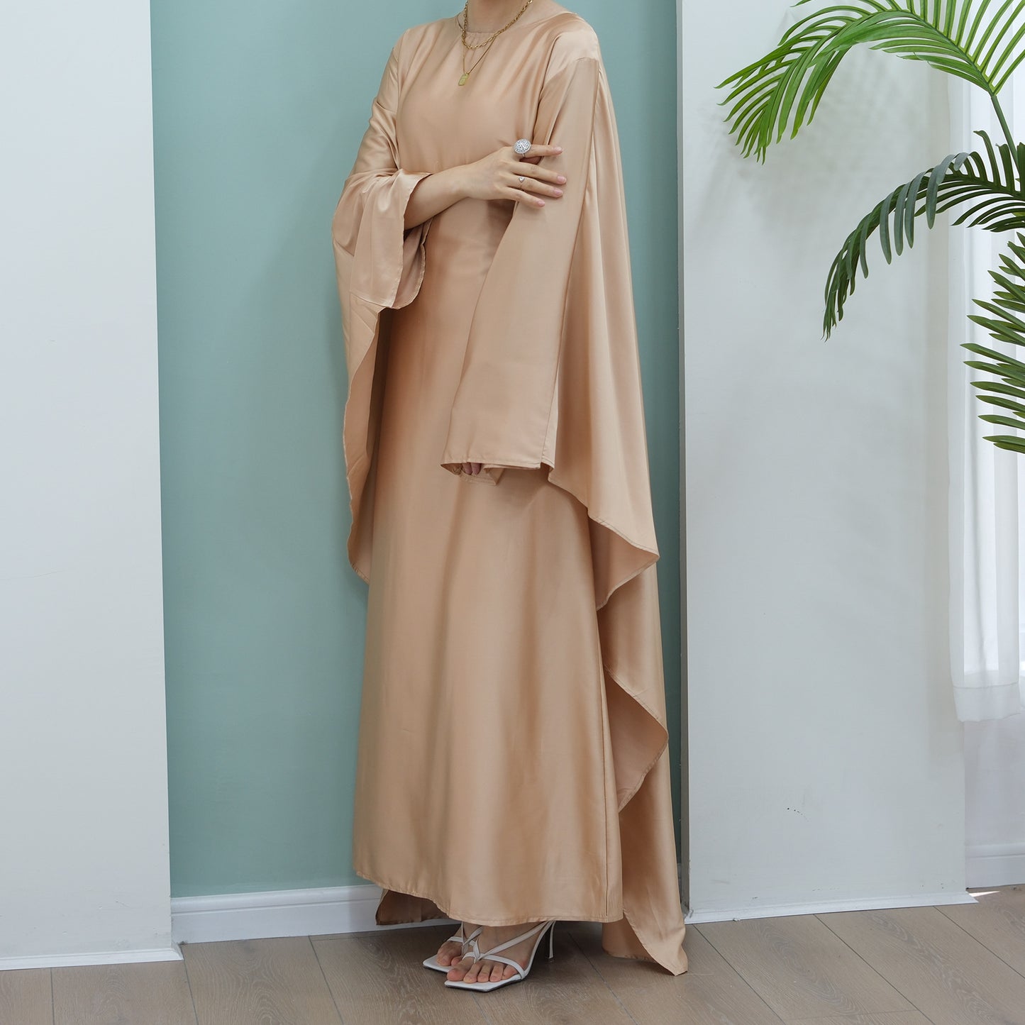 Women's Stretch Satin Modest Dress