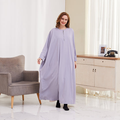 Women's Solid Color Bat-sleeved Abaya Dress