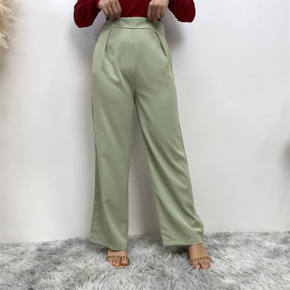 Women's Simple Wide-leg Pants with Lace-up Set