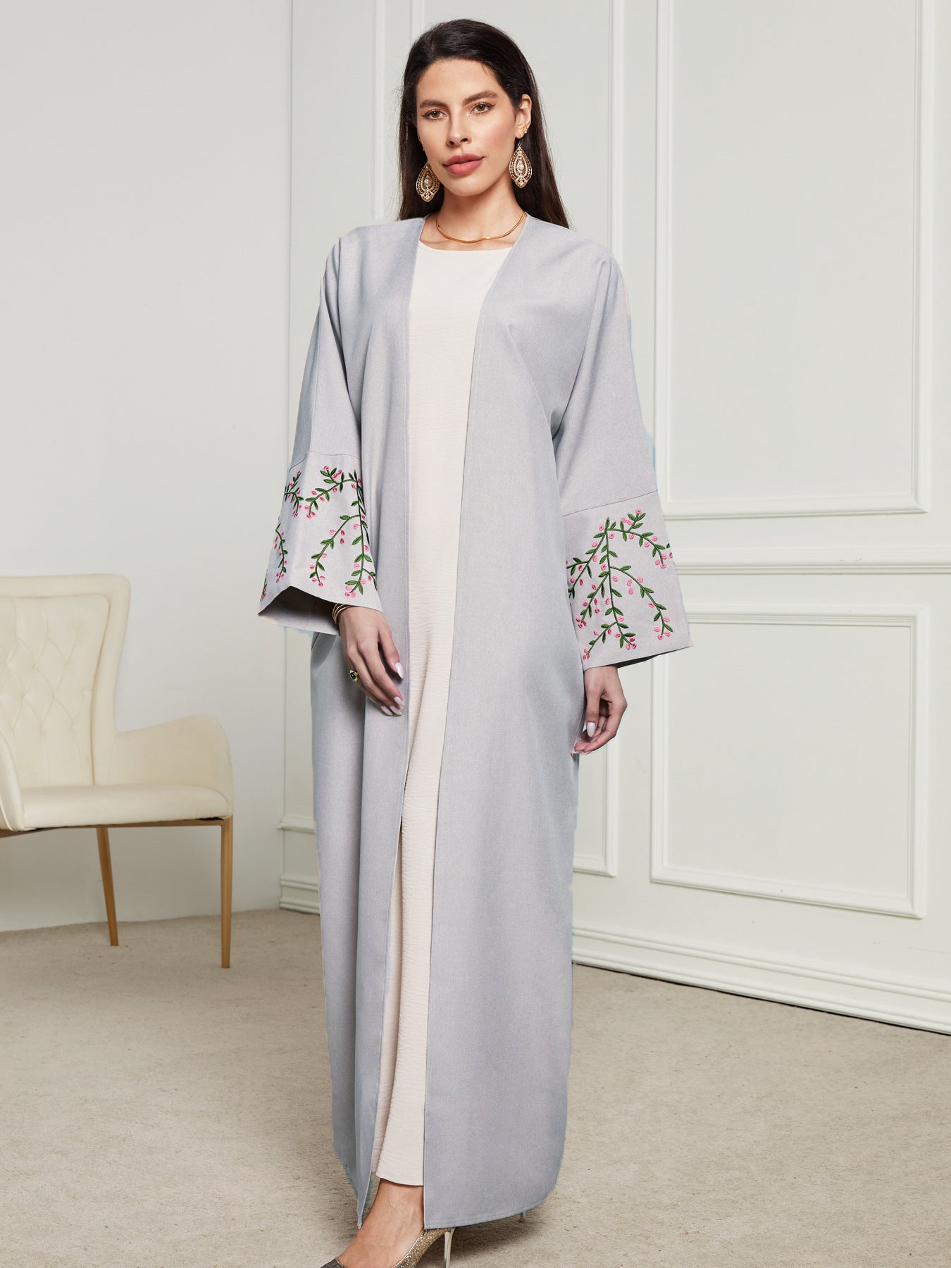 Women's Cardigan Embroidered Robe Dress