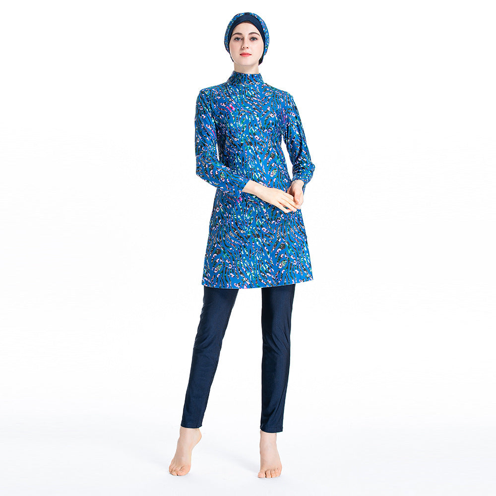 Women's Printed Three-piece Swimsuit Burkini