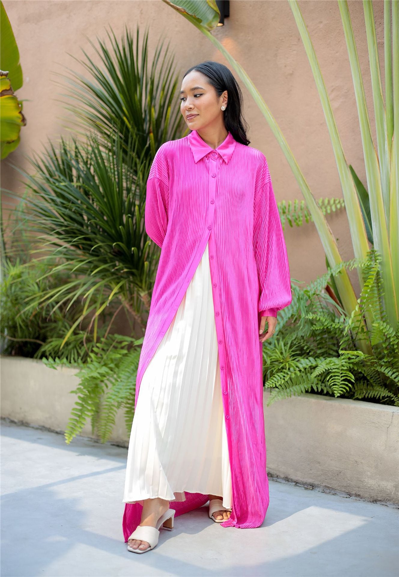 Women's Ruffled Robe Open Abaya