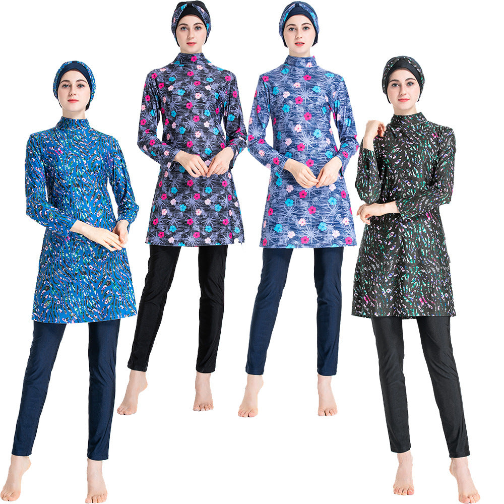 Women's Printed Three-piece Swimsuit Burkini