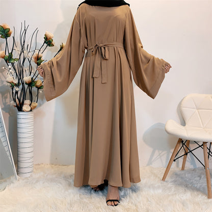 Plain Lace Up Modest Dress