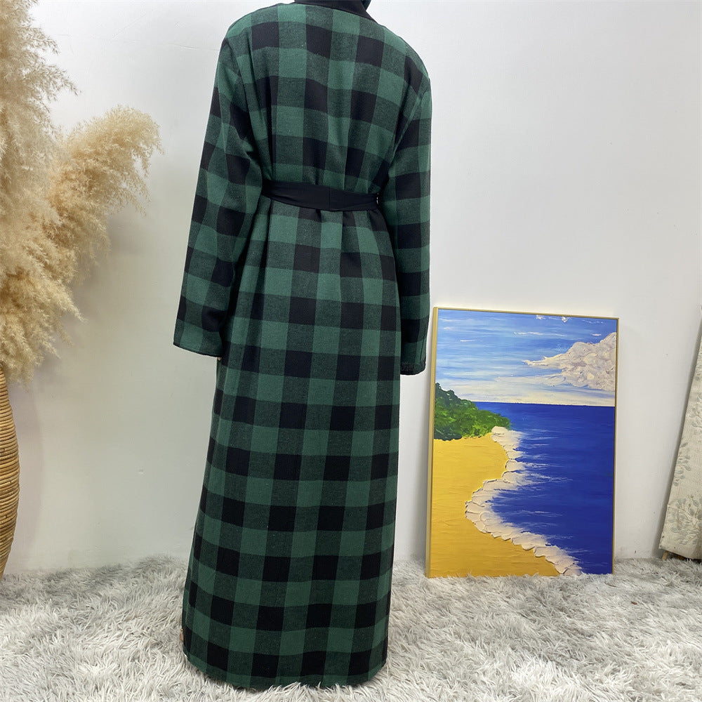 Modest Slim Plaid Robe