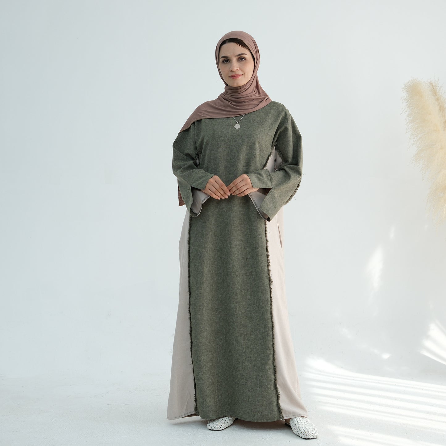 Stylish Petite Open Front Abaya Robe