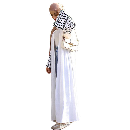 Women's White Abaya Embroidered Robe
