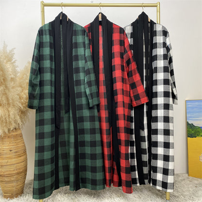 Modest Slim Plaid Robe